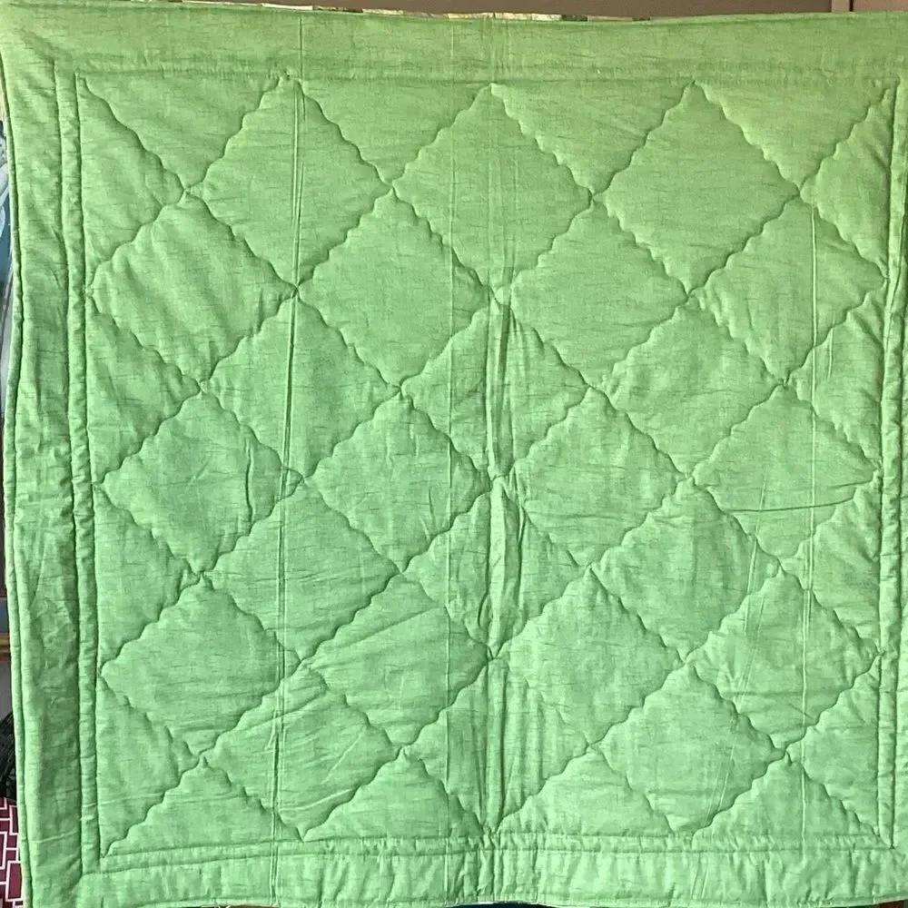 NWT Hand Crafted Greens and Golds Nature Prints Lap Quilt